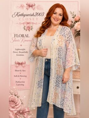 wild fable Cream Floral Kimono with Multicolor Prints